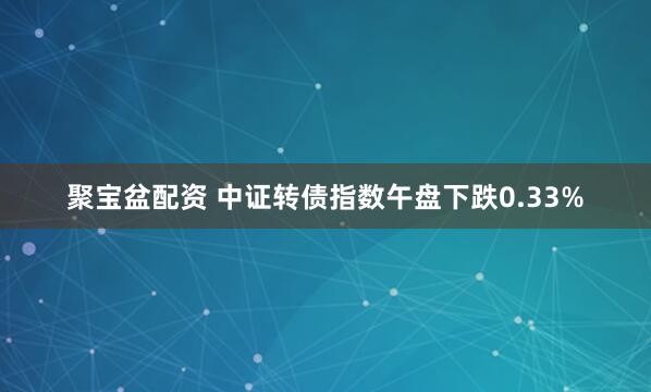 聚宝盆配资 中证转债指数午盘下跌0.33%